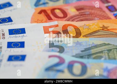 Euro banknotes in a close-up Stock Photo