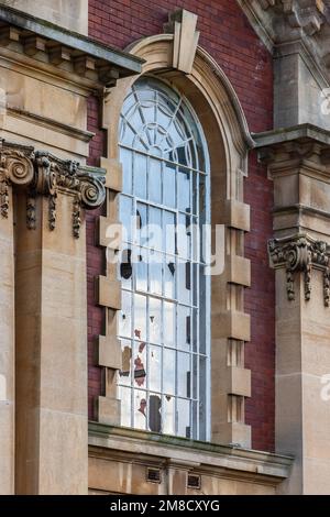 Whitchurch Mental Hospital, abandoned Grade II listed building left to decay. Edwardian Administration Building in close-up Stock Photo