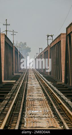 River Jehlum Railway Bridge Khushab (British Era's) Stock Photo