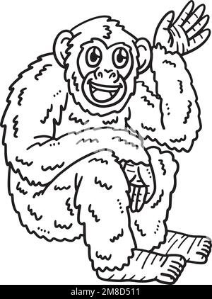 Baby Chimpanzee Isolated Coloring Page for Kids Stock Vector