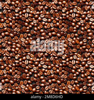Roasted coffee beans background on the surface of the tray. Seamless texture Stock Photo