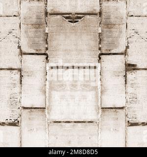 Brick Wall Pattern Texture Abstract Indoor Grunge Surface. Stonework Web Banner Backdrop or Background Copy Space Sepia Style Stock Photo