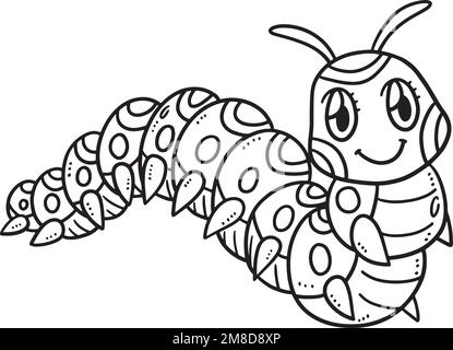Mother Caterpillar Isolated Coloring Page for Kids Stock Vector