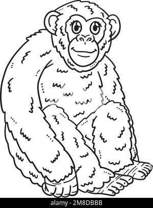 Mother Chimpanzee Isolated Coloring Page for Kids Stock Vector