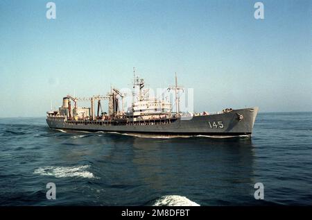 A starboard bow view of the fleet oiler USNS HASSAYAMPA (T-AO-145) underway during Operation Desert Storm. Subject Operation/Series: DESERT SHIELD Country: Gulf Of Oman Stock Photo