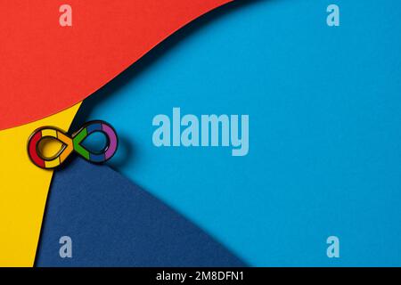 World autism awareness day concept. Autism infinity rainbow symbol sign on colorful background. Autism rights movement, neurodiversity, autistic Stock Photo