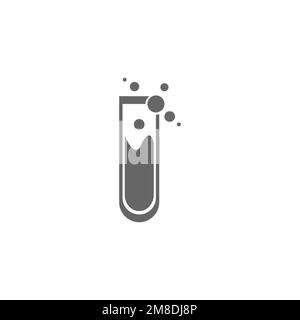 Chemical reaction icons in test tubes, common graphic resources, vector illustrations. Stock Vector