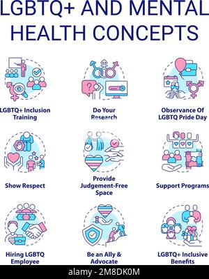 LGBTQ and mental health linear icons set Stock Vector Image & Art - Alamy