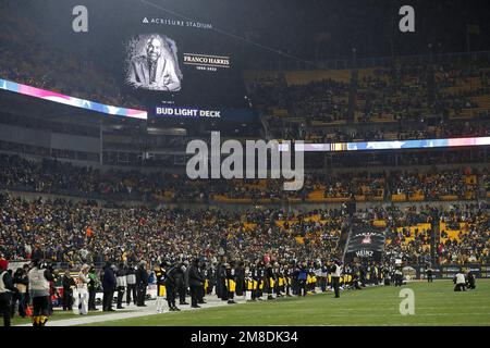 A video board shows Number 32 for Pittsburgh Steelers Pro Football