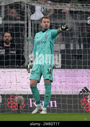 ISTANBUL - Besiktas JK goalkeeper Mert Gunok during the Turkish Super Lig match between Besiktas AS and Kasimpasa AS at Vodafone Park on January 7, 2023 in Istanbul, Turkey. AP | Dutch Height | GERRIT OF COLOGNE Stock Photo