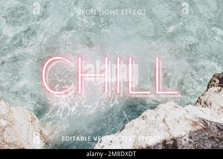 CHILL pink neon word editable vector text effect Stock Vector