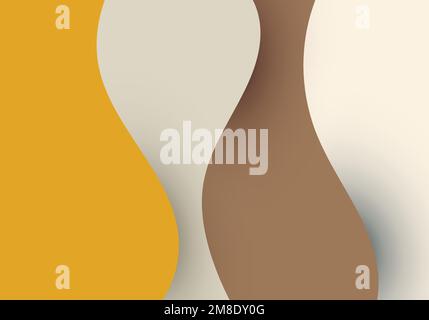 Abstract background yellow, brown colors wave shape layered paper cut art style. Vector illustration Stock Vector