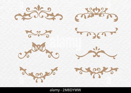 Scroll ornament frame vector gold art deco set Stock Vector
