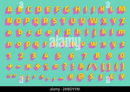Alphabet set 3d stylized vector typeface Stock Vector
