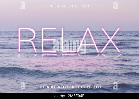 RELAX pink neon word editable vector text effect Stock Vector