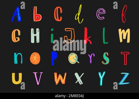 Letters vector font doodle style colorful set Stock Vector