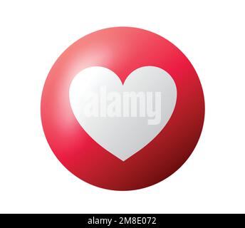 Red Heart icon. Round button, I like it for chat, website, social media. Stock Vector