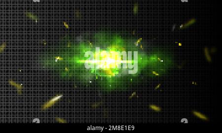 Green Exploding Mist Green fire sparks with glowing embers and toxic poison mist. Magic ...