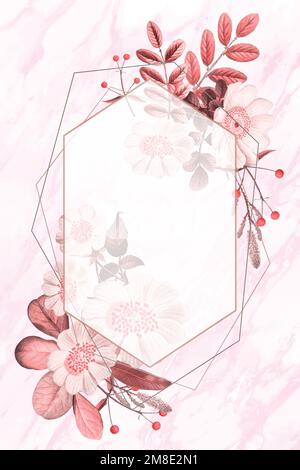 Blank frame vector on summer floral pattern Stock Vector