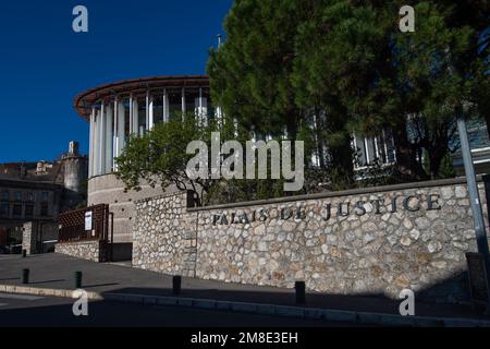 Grasse, France. 13th Jan, 2023. Exterior view of the courthouse in Grasse (Alpes-Maritimes). The French Minister of Justice Eric Dupond-Moretti visits the Court of Grasse, a pioneer in the new policy of accelerating judicial decisions through amicable settlement. (Photo by Laurent Coust/SOPA Images/Sipa USA) Credit: Sipa USA/Alamy Live News Stock Photo