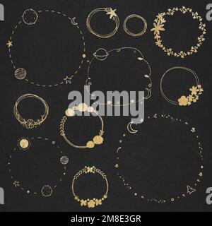 Vector gold effect border collection Stock Vector