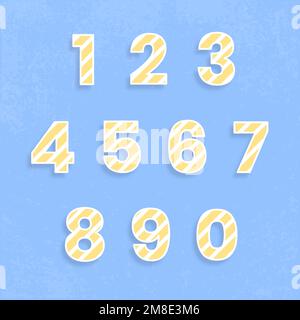 123 set typography vector stripe pattern Stock Vector