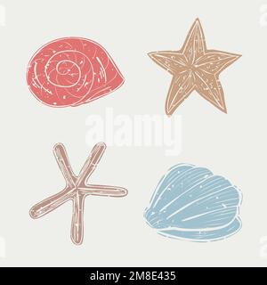 Seashell vector cartoon design elements collection Stock Vector