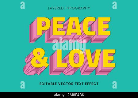 Retro layered word editable vector text effect template Stock Vector