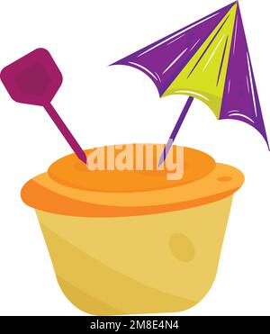 Isolated colored sand bucket sketch icon Vector Stock Vector