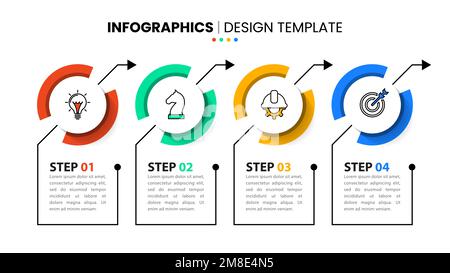 Infographic template with icons and 4 options or steps. Can be used for workflow layout, diagram, banner, webdesign. Vector illustration Stock Vector
