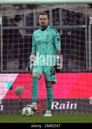 ISTANBUL - Besiktas JK goalkeeper Mert Gunok during the Turkish Super Lig match between Besiktas AS and Kasimpasa AS at Vodafone Park on January 7, 2023 in Istanbul, Turkey. AP | Dutch Height | GERRIT OF COLOGNE Stock Photo