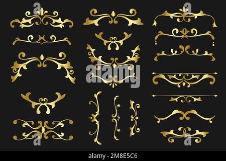 Luxurious ornaments gold vector flourish frame collection Stock Vector