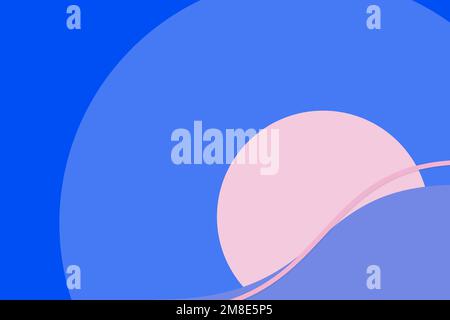 Minimal blue and pink wave and moon background vector in blue and pink Stock Vector