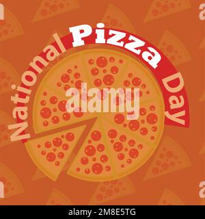 National Pizza day banner vector design celebrated on the 9th of February every year. Colorful background design with pizza icon celebrating national Stock Vector