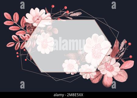 Blank frame vector on summer floral pattern Stock Vector
