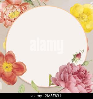 Vivid flower decorated blank space frame Stock Vector