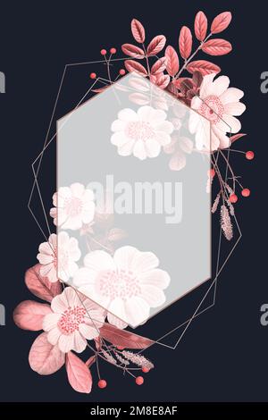 Blank frame vector on summer botanical pattern Stock Vector