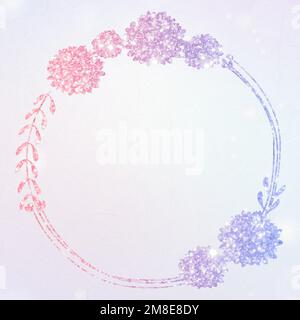Vector floral wreath glitter border Stock Vector