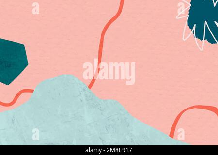 Abstract background vector in pink and green with abstract colorful mountain memphis drawings Stock Vector