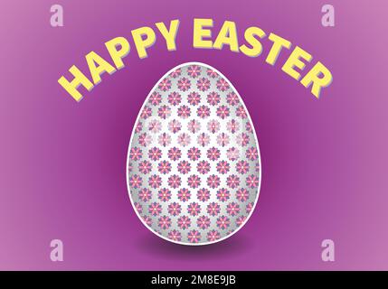 Happy Easter background with decorative Easter egg. Vector colorful ornamental egg on a isolated backdrop. Vector illustration Stock Vector