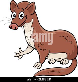 Cartoon illustration of funny weasel comic animal character Stock Vector