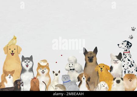 Animal background vector with cute pets illustration Stock Vector
