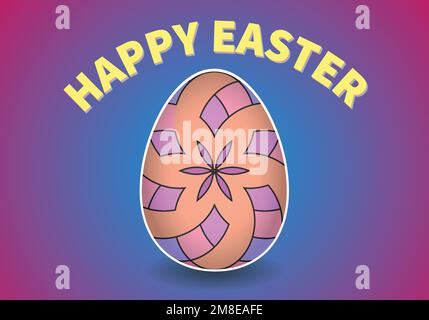 Happy Easter background with decorative Easter egg. Vector colorful ornamental egg on a isolated backdrop. Vector illustration Stock Vector