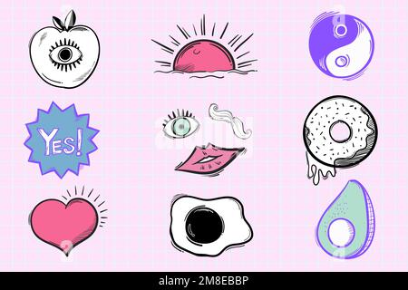 Funky icon vector hand drawn doodle cartoon sticker Stock Vector