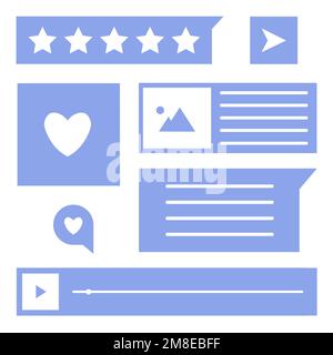 Content writer set symbols in blue colour Stock Vector