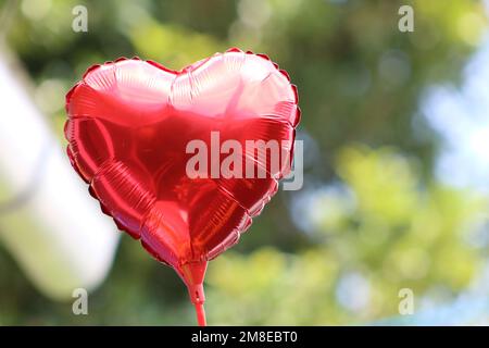 Heart shaped red inflatable balloon Stock Photo