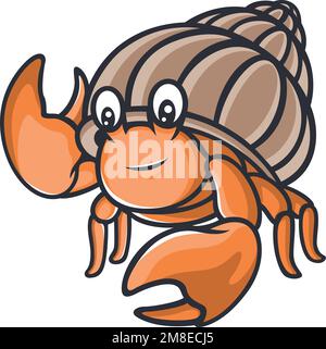 Hermit Crab Cartoon Character Design Stock Vector