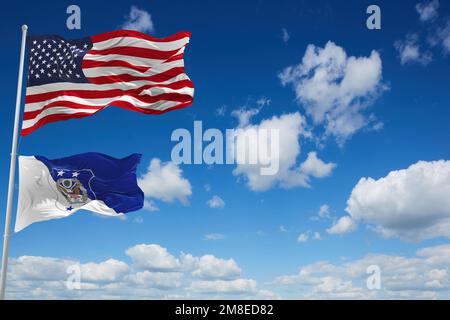 flag of Chief Master Sergeant of the Air Force waving in the wind. USA National defence. Copy space. 3d illustration. Stock Photo