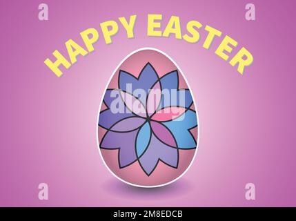 Happy Easter background with decorative Easter egg. Vector colorful ornamental egg on a isolated backdrop. Vector illustration Stock Vector