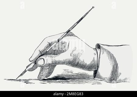 Vintage hand writing on a paper illustration vector, remixed from public domain artwork. Stock Vector
